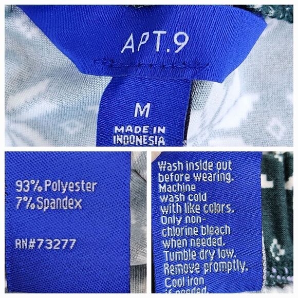 🔸️NWT Apt 9 Green w/Cream & Red Holiday Snowflake Print Leggings Medium - Picture 9 of 9